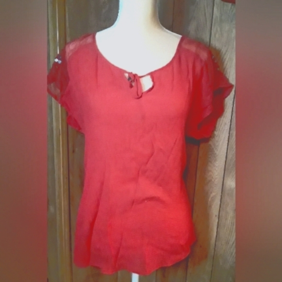 Womans Size Small 0 Red Orange Shirt Top - Picture 3 of 6